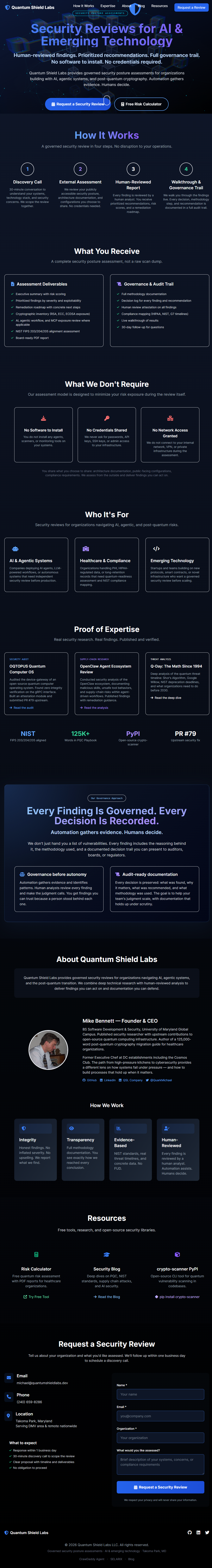 QuantumShield Labs Homepage